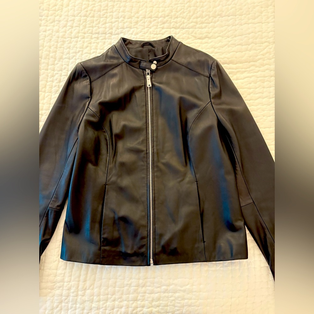 Calvin Klein Black Leather Jacket scuba for Women!